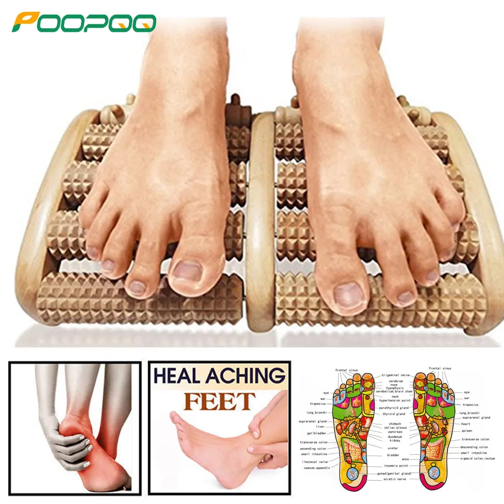 Wooden Foot Roller Wood Care Massage Reflexology Muscle Relax Relief Massager Sp