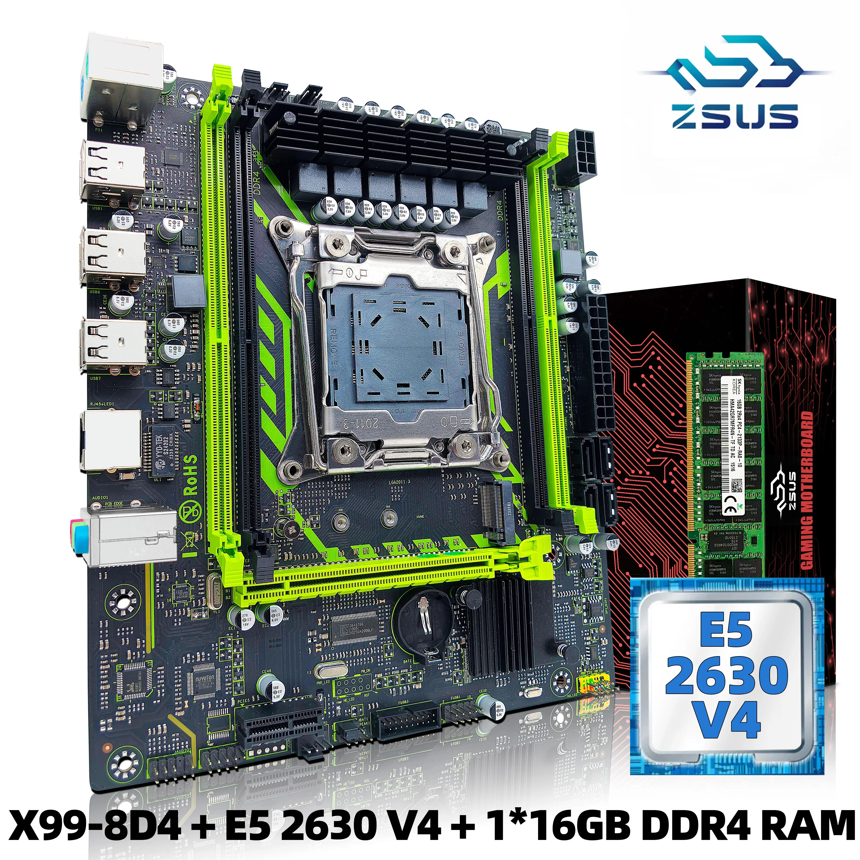 X99-8D4 ZSUS Motherboard Set Kit With Intel LGA2011-3 Xeon E5 2630 V4 CPU DDR4 1