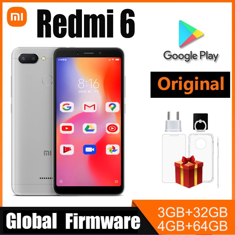 Xiaomi Redmi 6 Smartphone googleplay Mobile Phone 5.45" Full Screen AI Face ing