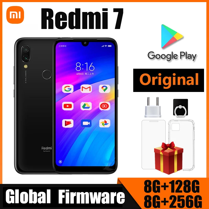 Xiaomi Redmi 7 Cellphone with Phone Case, Dual SIM Solt Cellphone Android Cell P