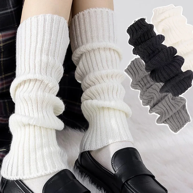 Y2K Women's Leg Warmers Japanese Lolita Long Socks Wool Knitted Foot Cover Arm W