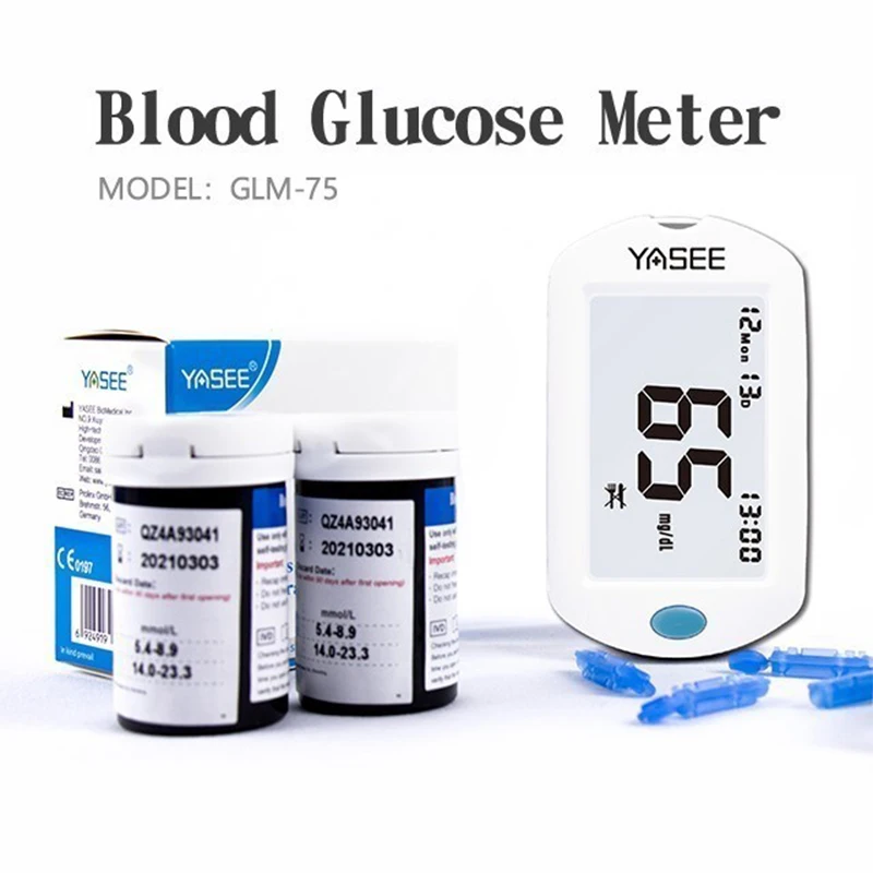 YASEE 50 Test Strip Lancet Medical Glucometer Kit Blood Glucose Meter Sugar Test
