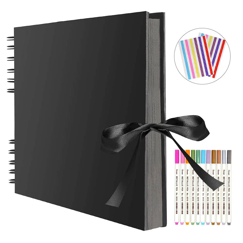 ZK20 80 Black Pages Memory Books DIY fotografico Photo Albums Scrapbook Cover Kr