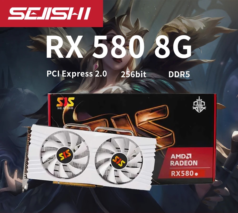 SEJISHI AMD RX580 8GB 2048SP Gaming Graphics Card GDDR5 256Bit PCI Express 3.0 ×