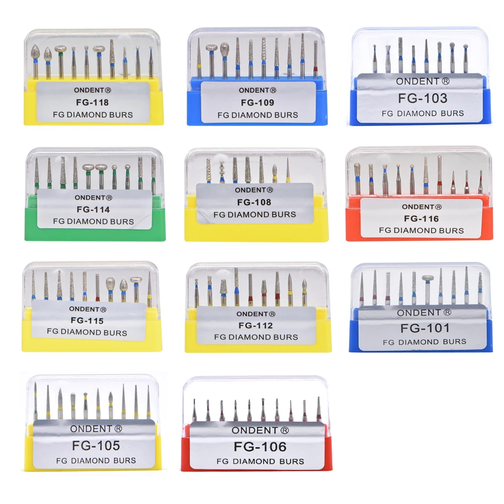 1 box Dental Diamond Burs Drill for High Speed Handpiece Dental High Speed Burs 