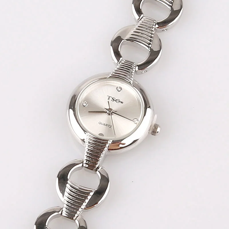New Fashion Casual Silver Popular Lady Women Girl Watch Stainless Steel Band Lux