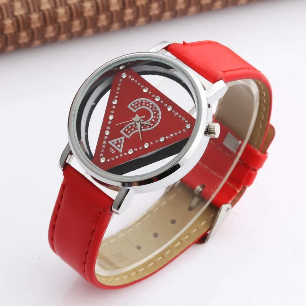 Womage Women Watches Ladies Watches Fashion Triangle Watches Women Transparent W