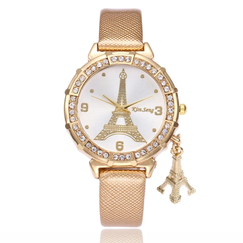 2020 Ladies Watches Fashion Paris Eiffel Tower Watches Women Faux Leather Quartz