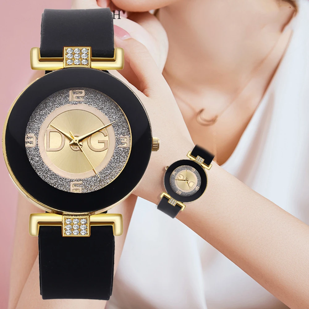 Simple black white quartz watches women minimalist design silicone strap wristwa