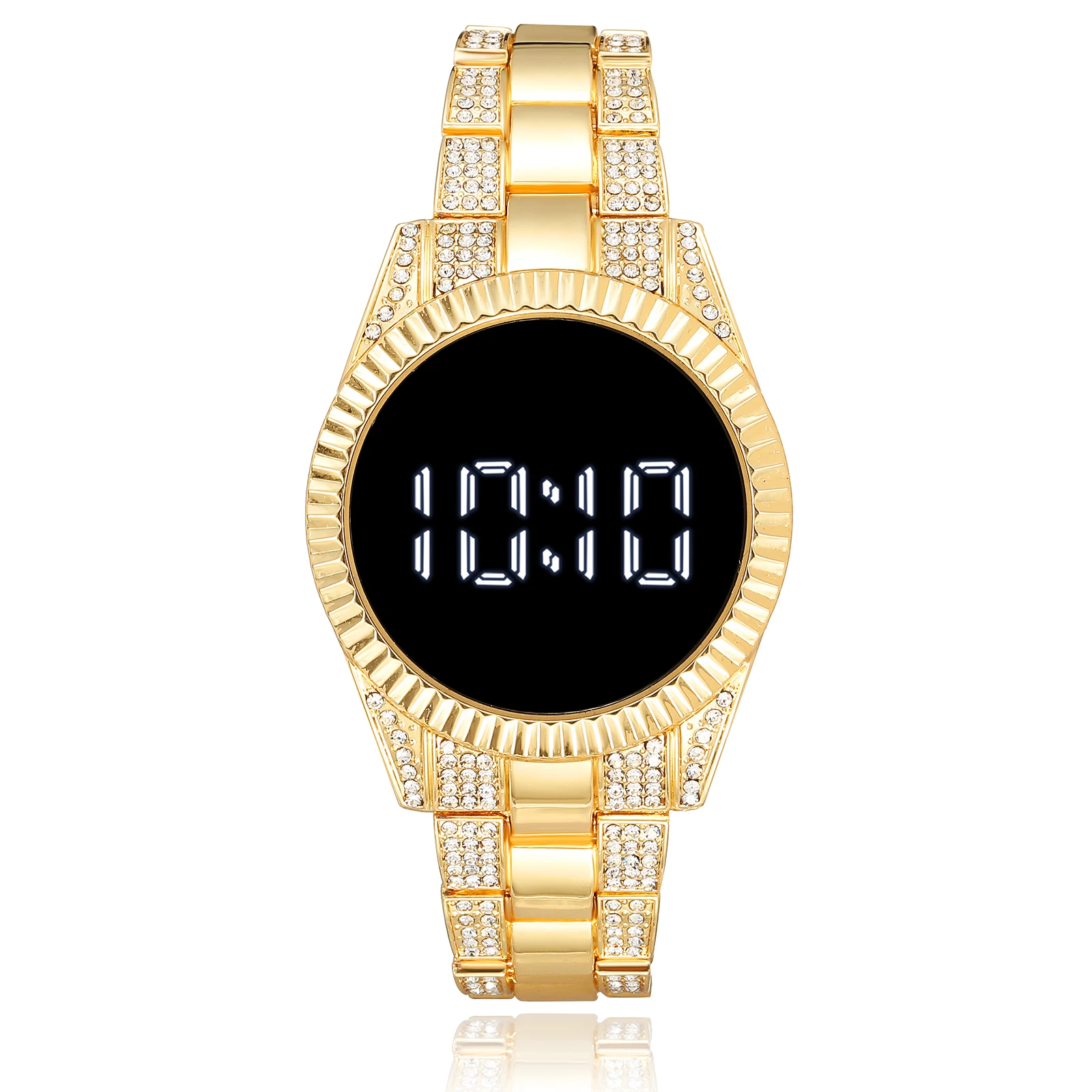 Trending Products 2021 New Fashion Stainless Steel Band Women Led Digital Watche