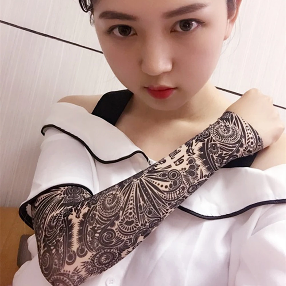 1PC Street Tattoo Arm Sleeves Sun UV Protection Arm Cover Seamless Outdoor Baske