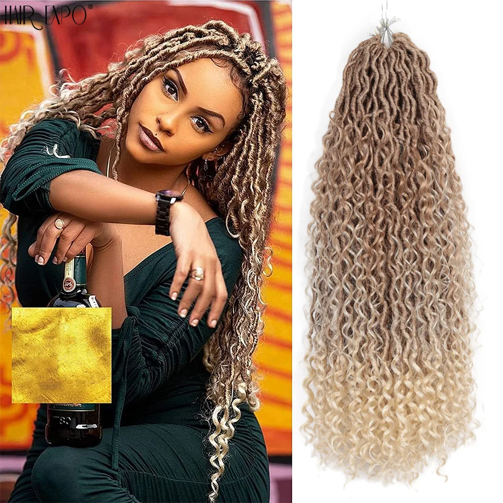 14-26"Goddess Faux Locs Crochet Hair Natural Synthetic Braiding Hair Extensions 