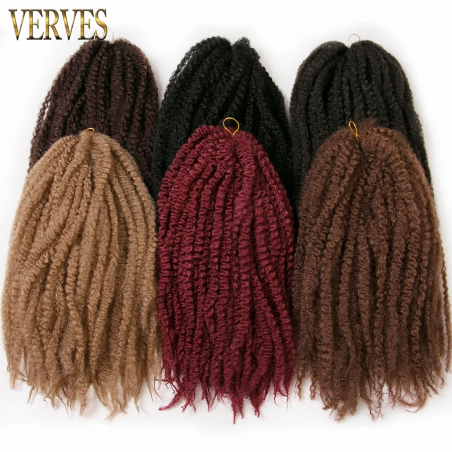 VERVES Afro Kinky Braiding Hair 18 inch Synthetic Crochet Marly Braids Hair Exte