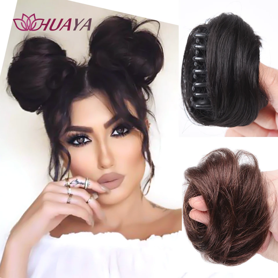 HUAYA Synthetic Clip-on Hair Bun Elastic Band Hair Messy Chignon Extension Scrun
