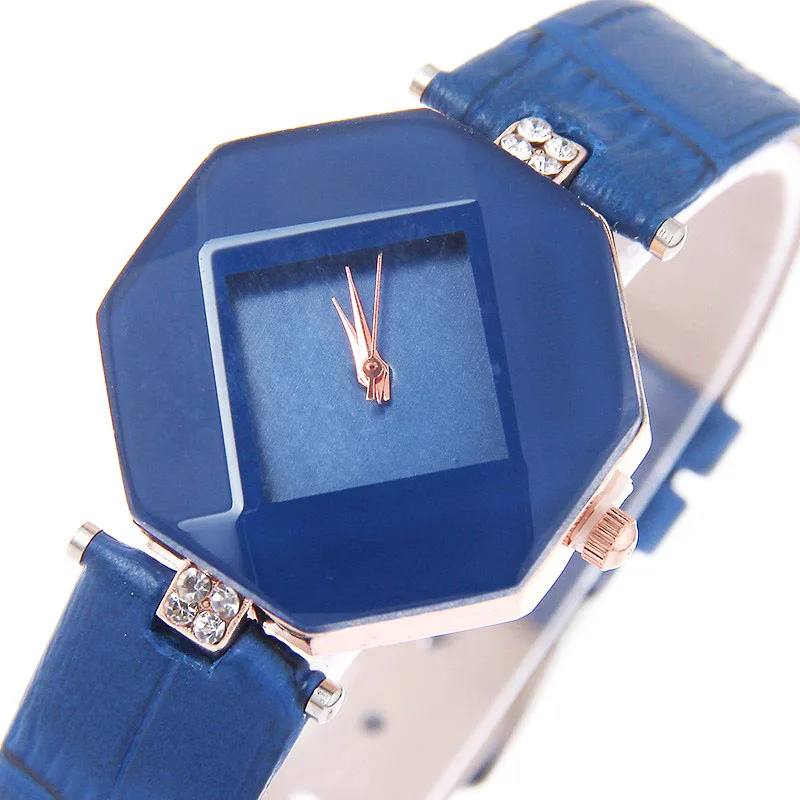Fashion Wild Women Watch Blue Watch Leather Band Quartz Wristwatch Ladies Watche