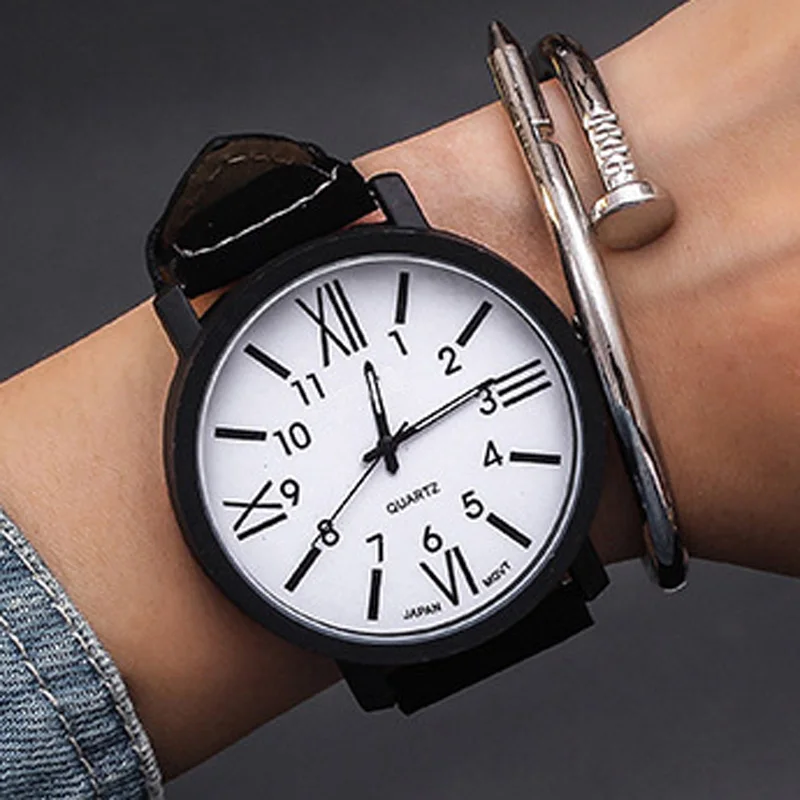 2020 Hot Sale Women Watches Roman Numerals Dial Leather Band Quartz Wristwatch F