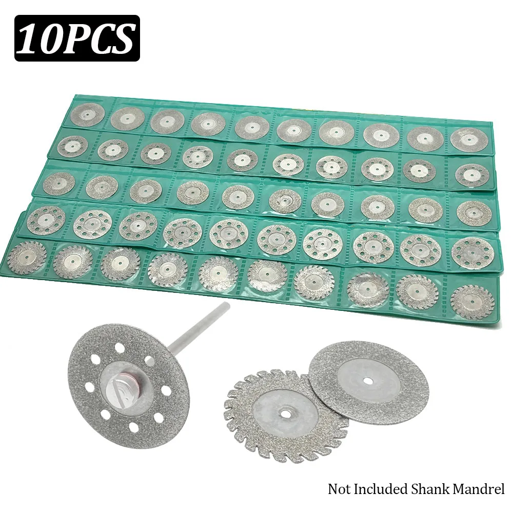10Pcs Dental Diamond Disc Burs for Separating Polishing Ceramic Crown Plaster Cu