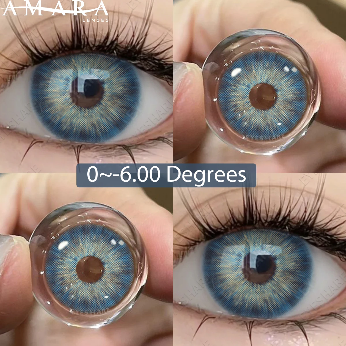 AMARA 1 Pair 0~-6.00 degree Myopia Lenses Colored Contact Lenses with Prescripti