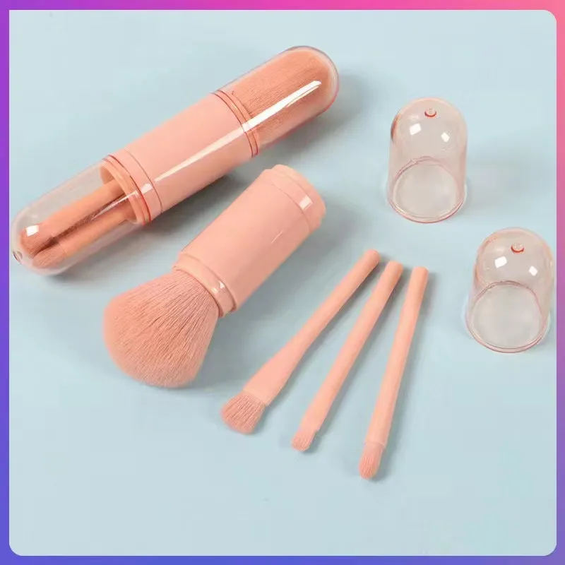 KOSMETYKI 4 in 1Travel Portable Makeup Brushes Set Mini Eye Brush Powder Blush B