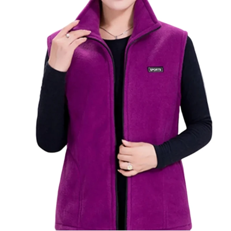 Plus Size Autumn Women Polar Fleece Fabric Vest Large Sleeveless Jacket Fashion 
