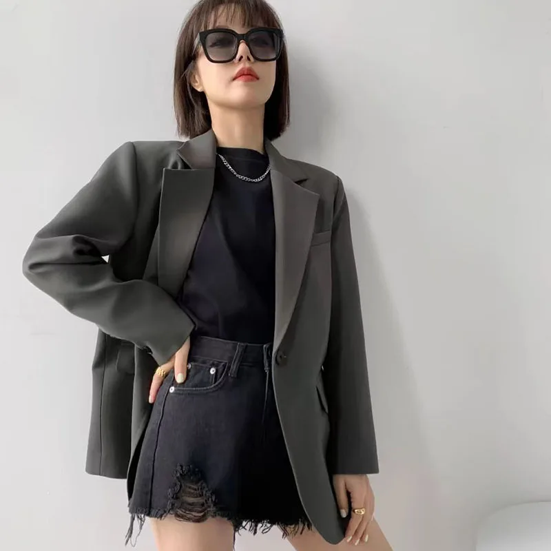 Fashion Trendy Streetwear Blazers for Woman Vintage Loose High Quality Suit Jack