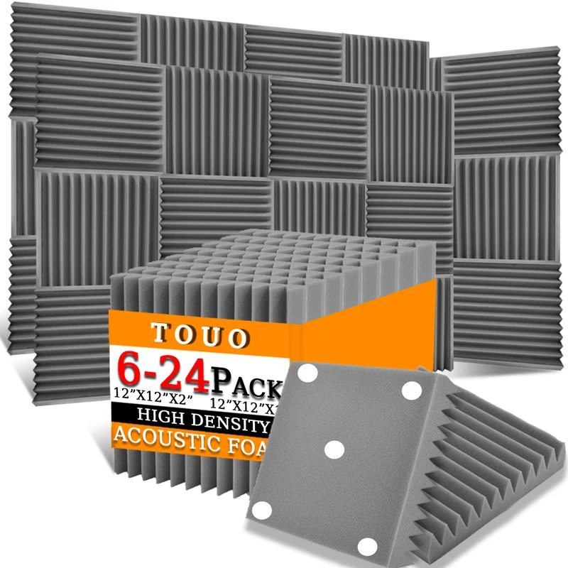 TOUO Acoustic Foam Panel Studio 6-24 Pcs Music Studio High Density Acoustic Wall