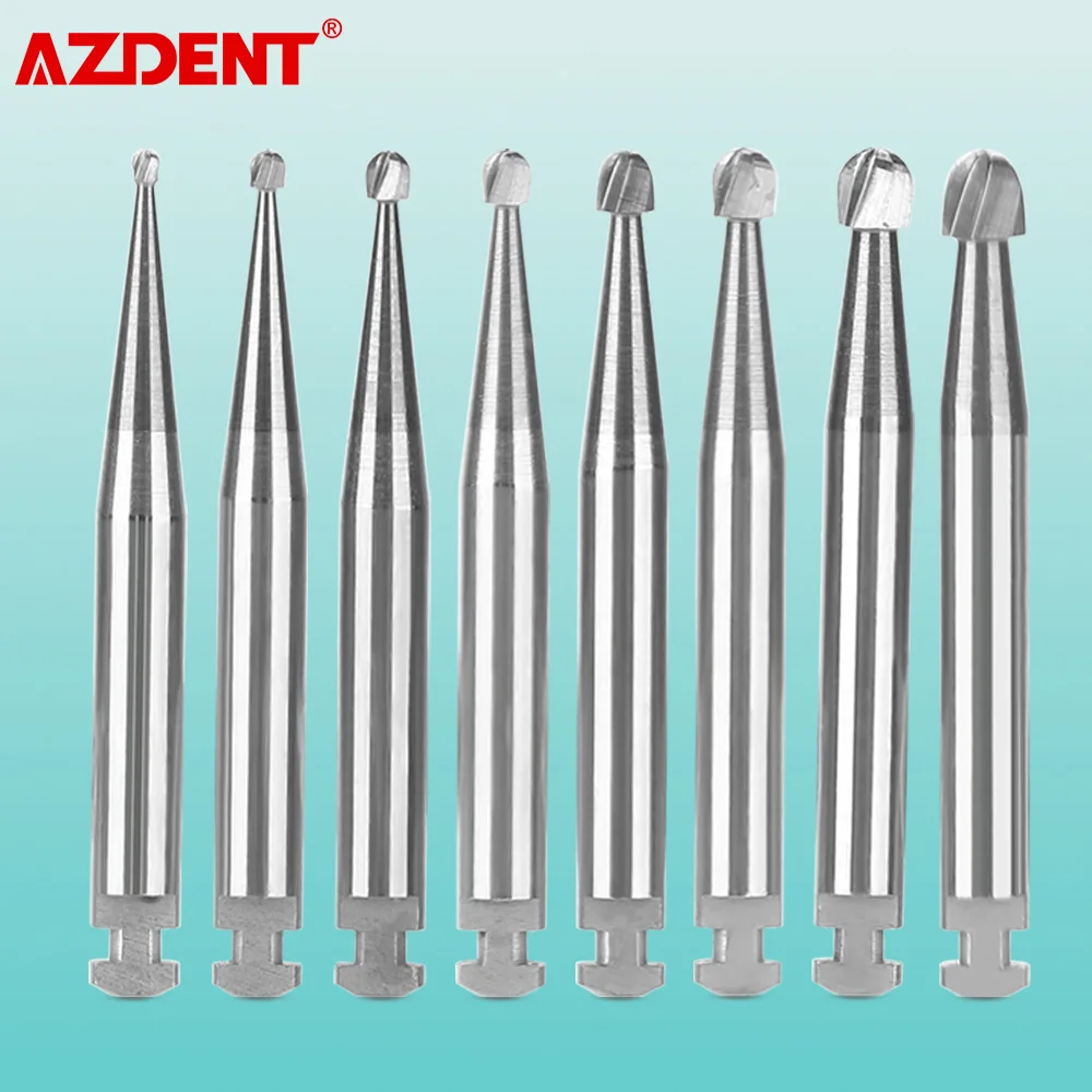 AZDENT 5pcs/pack Dental Tungsten Carbide Burs RA 2.35mm Round Bur for Low Speed 