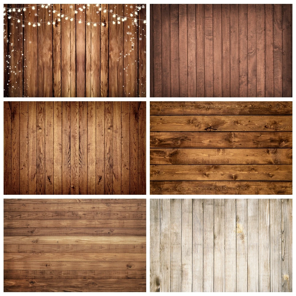 Rustic Brown Wooden Background for Photography Retro Wood Board Wedding Baby Sho