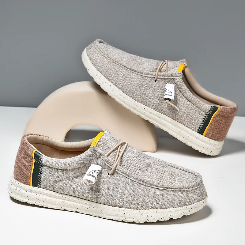 Men Casual Canvas Shoes Mens Loafers Breathable Slip on Flats Male Vulcanized Sh