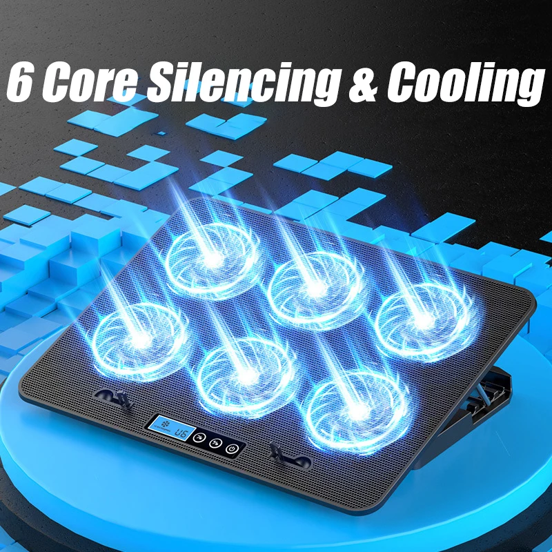 COOLCOLD A9 Gaming RGB Laptop Cooler 2 USB Ports 6 Fan Gaming Led Light Notebook