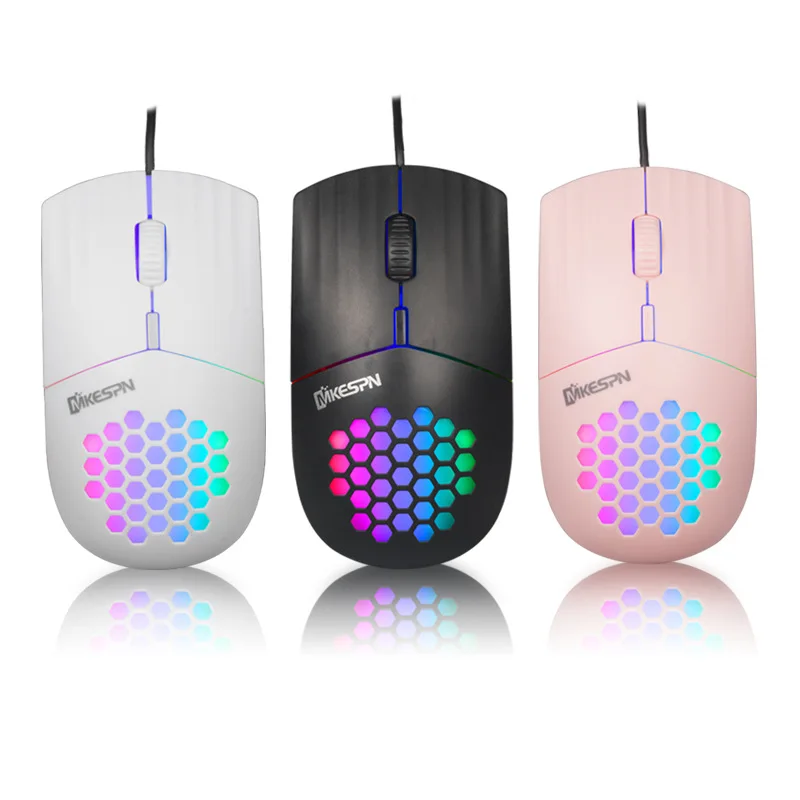 Type C or USB A Wired Mouse 1600 DPI RGB Backlit Mice Honeycomb Gaming Mause for