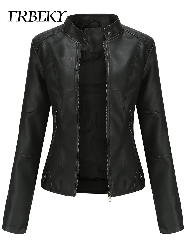 Jackets for Women Autumn Winter New Casual Leather Jacket Fashion Long Sleeved B