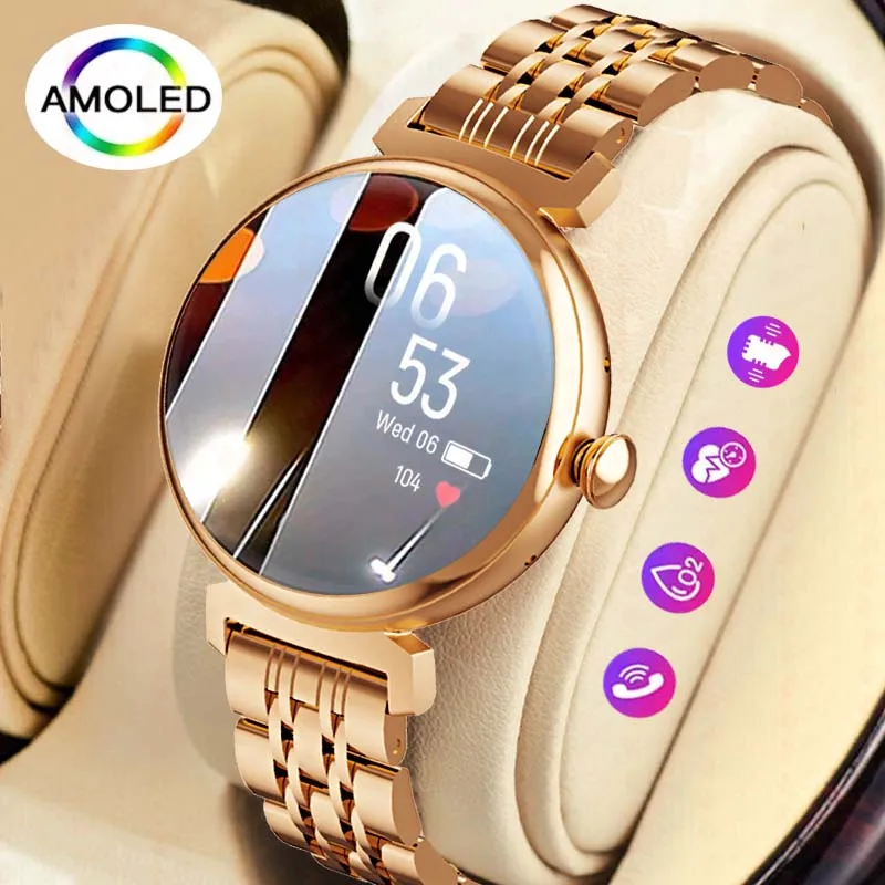 1.04 inch AMOLED Screen Fashion Ladies Smart Watch Screen Always Display Bluetoo
