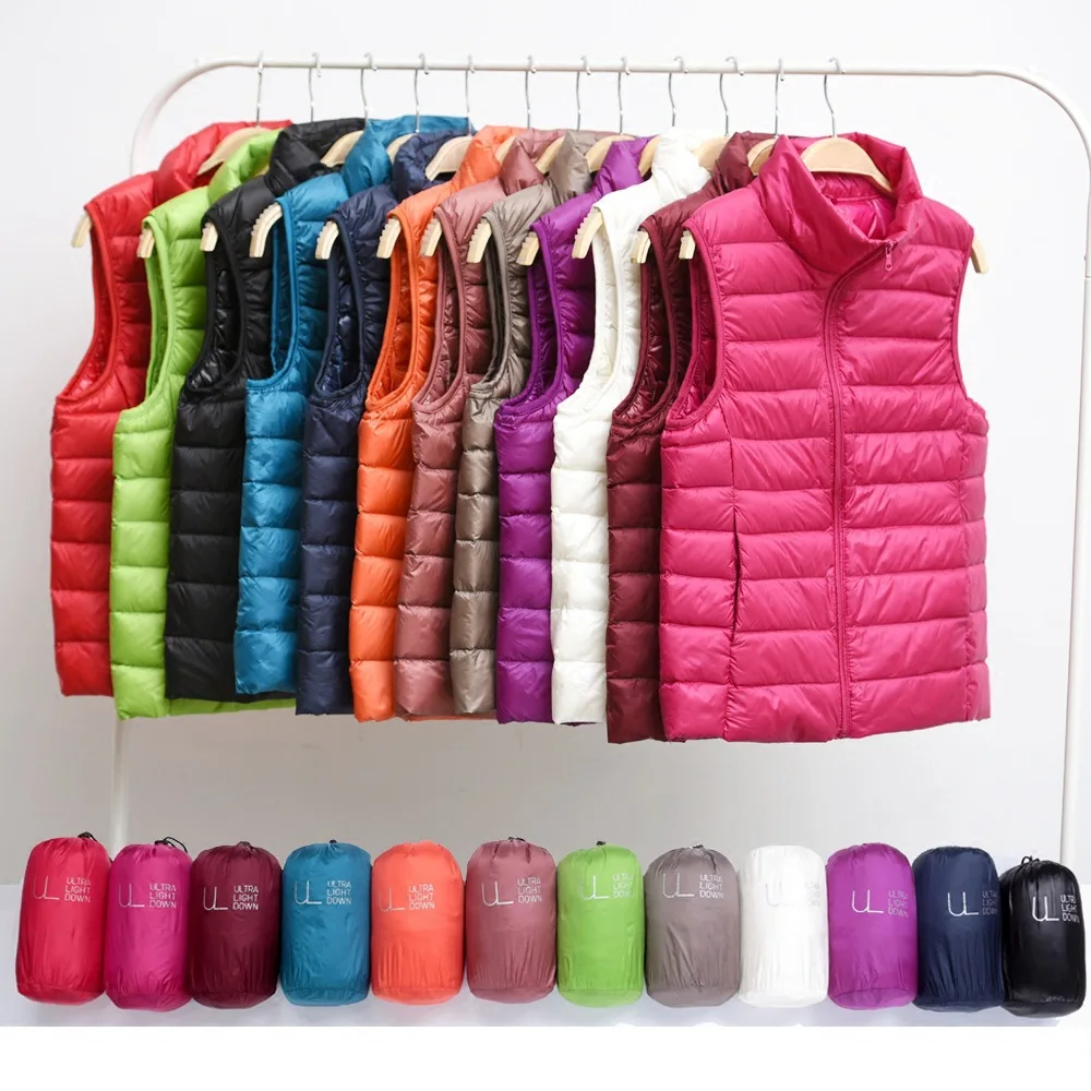 New 2024 Women Women Ultra Light Down Vests Slim Sleeveless Jacket Portable Girl