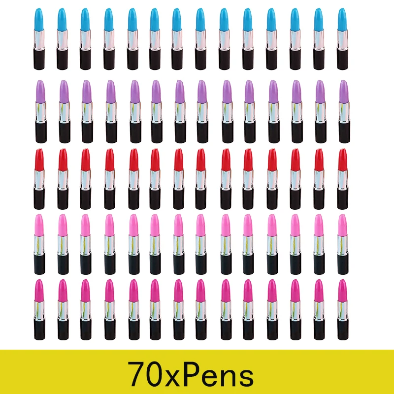 70pcs Lipstick Ball Pens Multicolor Lipstick Ballpoint Pens Writing Pens for Sch