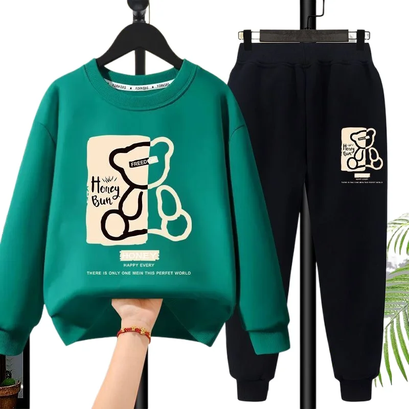 Autumn Baby Boy Clothes Set Kid Cartoon Printed Sweatshirts Pullover Top And Pan