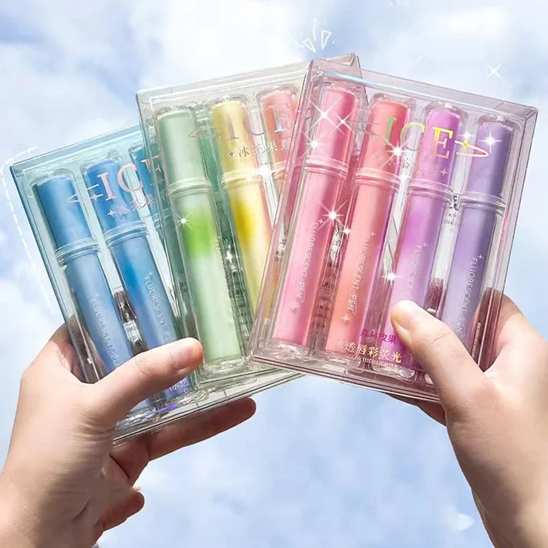 4Pcs/Set Brief Style lipstick Highlighter Pens Set Fluorescent Pen Art Markers S