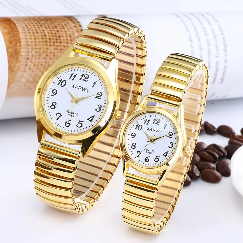 Man Women Couple Wrist Watches Stainless Steel Band Alloy Lovers Business Quartz