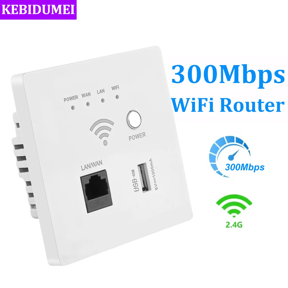 300Mbps Wireless WiFi Router 2.4Ghz Wireless WiFi Socket RJ45 AP Relay Smart USB