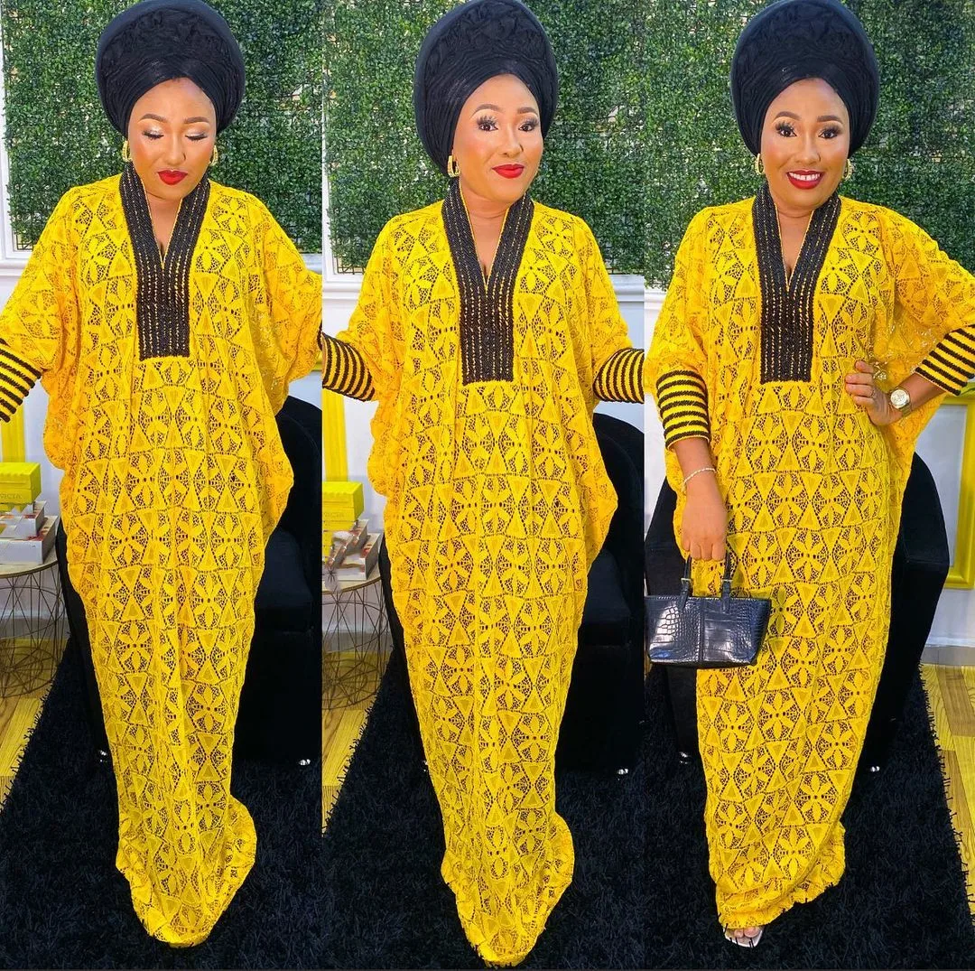 African Dresses for Women Muslim Fashion Lace Boubou Dashiki Ankara Outfits Even
