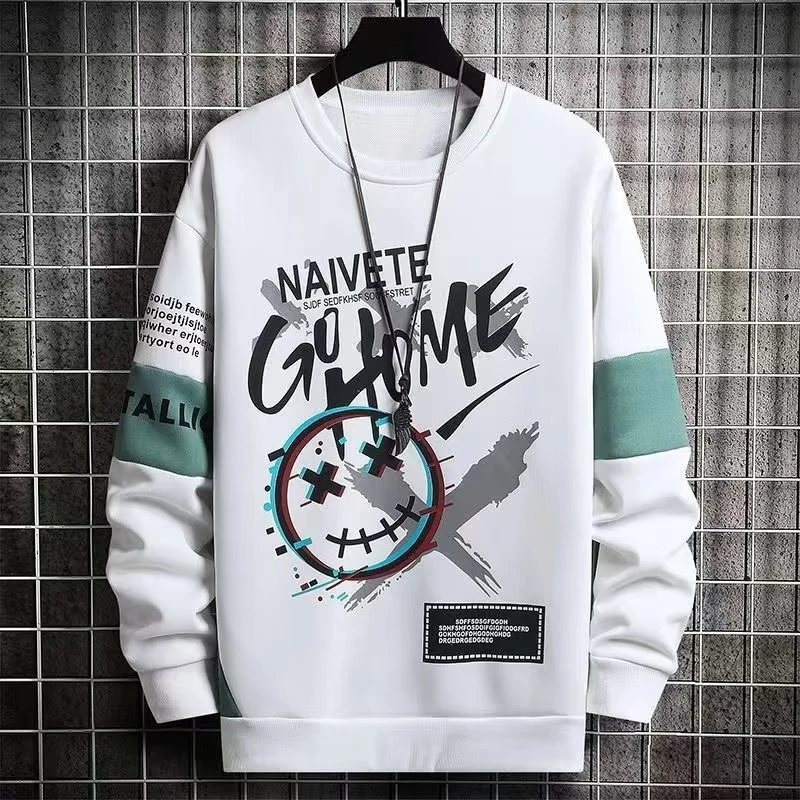 American Round Neck Pullover Long Sleeved T-Shirt Men Spring And Autumn Loose La