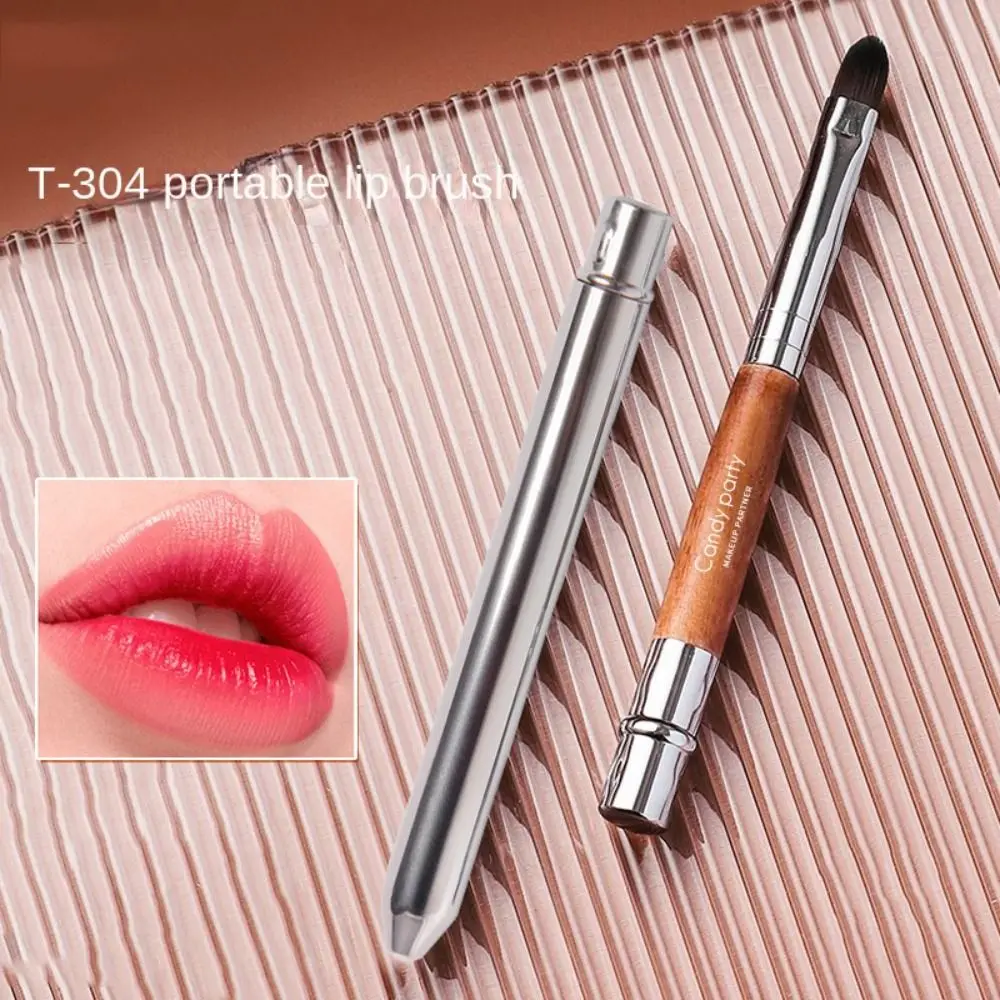 Portable Gold Silver Lips Makeup Brush Pen Metal Handle Cosmetic Lipgloss Lipsti
