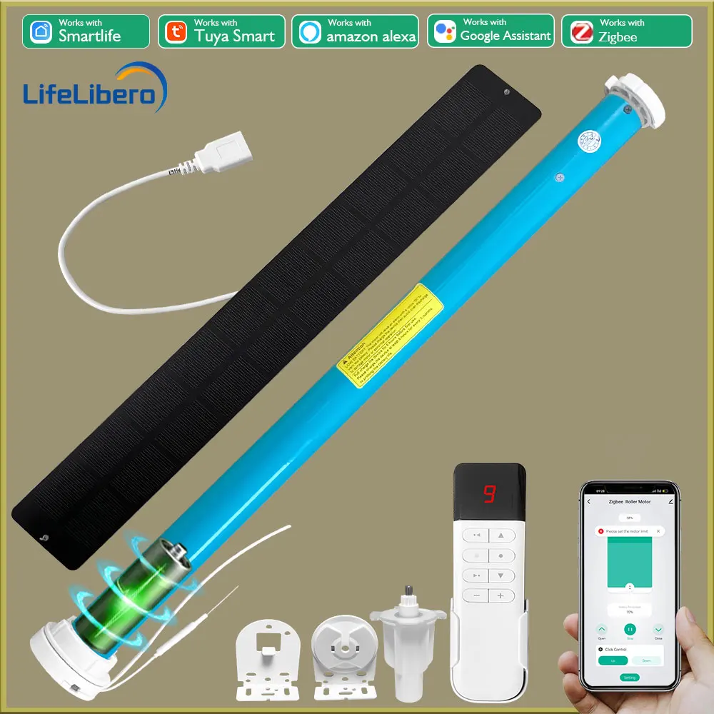 LifeLibero Tuya Zigbee Battery Window Blinds Smart Curtains Motor Roller Blind A