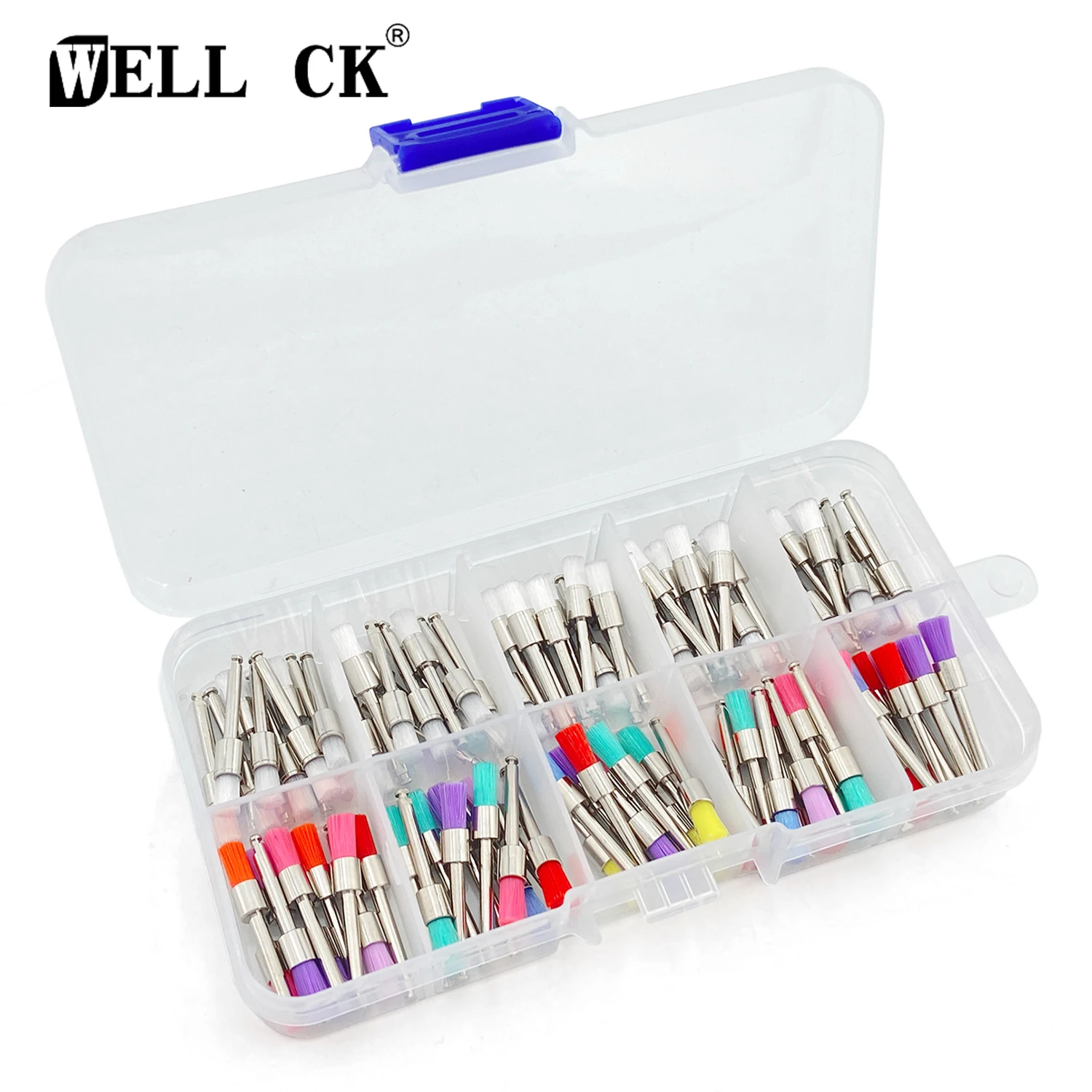 WELL CK 100pcs Dental Materials Prophy Prophylaxis Brush Colour White Nylon Poli