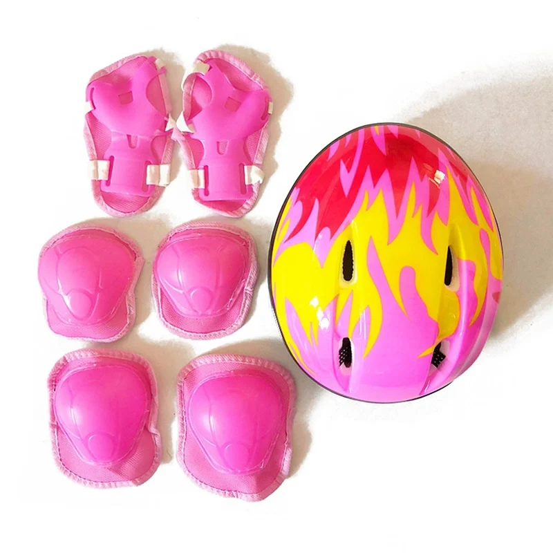 7Pcs Bicycle Helmet Set Cycling Protective Gear Skiing Skating Knee Wrist Guard 