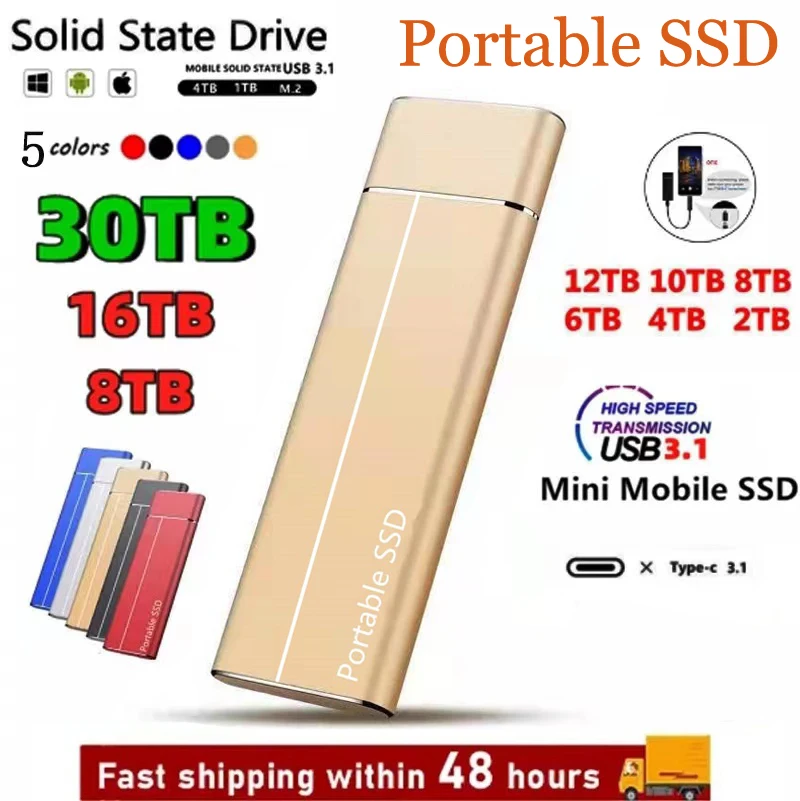 2024 New Original SSD 1TB External Hard Drive High-Speed Solid-State Disk USB 3.