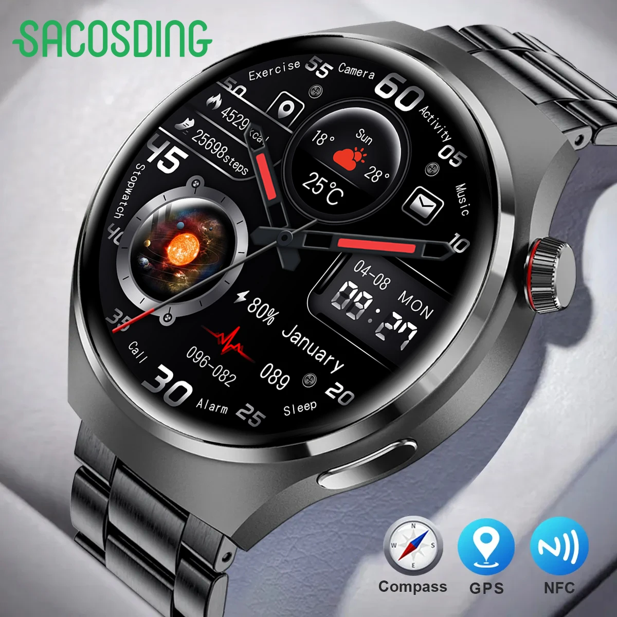 For 2023 New NFC Smart Watch Men GT4 Pro HD Voice Call Sports Watches Compass GP