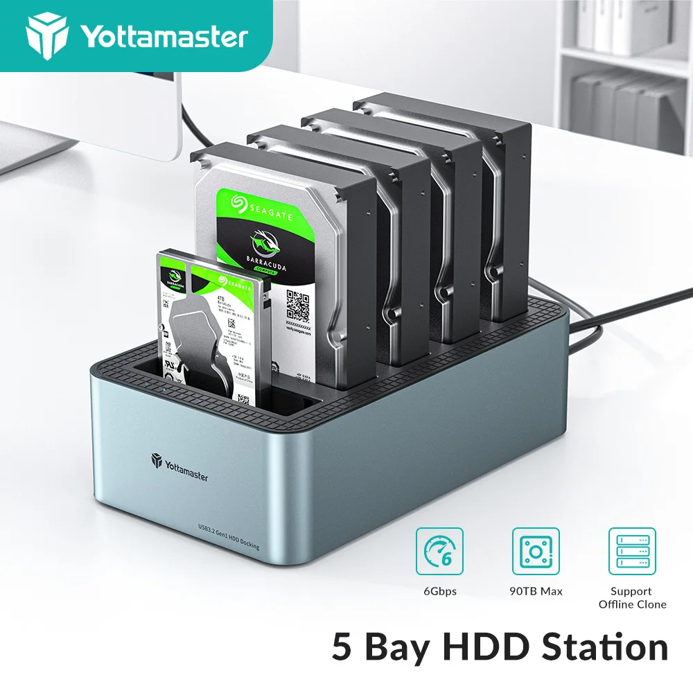 Yottamaster 5 Bay USB C HDD Docking Station SATA External Hard Drive Enclosure 2