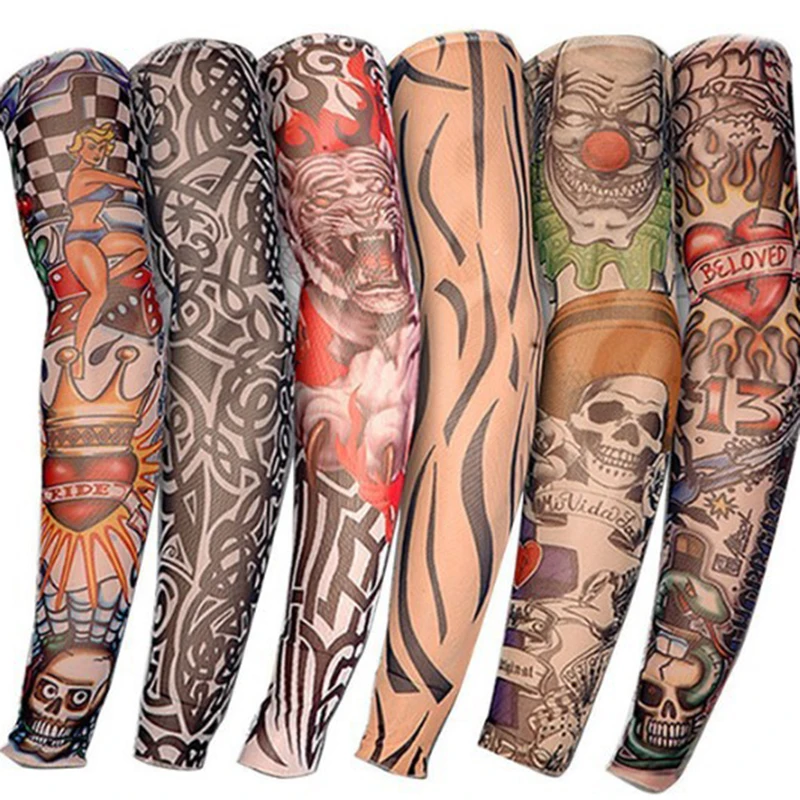 6 SETS Summer Outdoor Cycling MTB Sunscreen 3D Print Tattoo Sleeve Man Mangas Pa