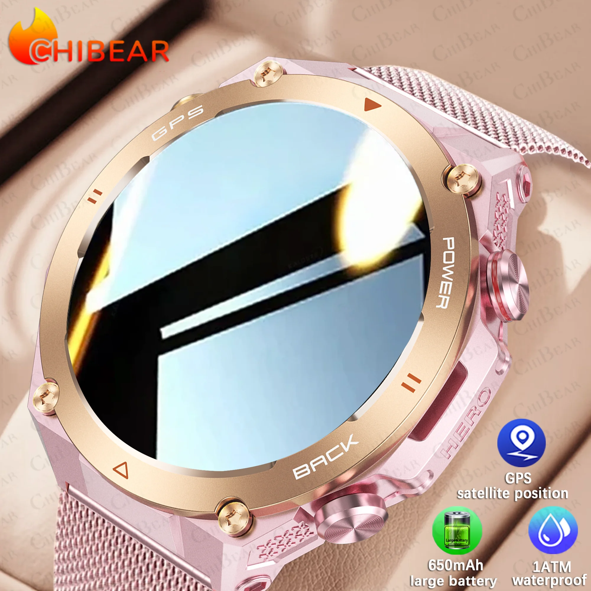 ChiBear New GPS Smart Watch Women GT4 Pro 650 mAh Battery Compass Sport Tracker 